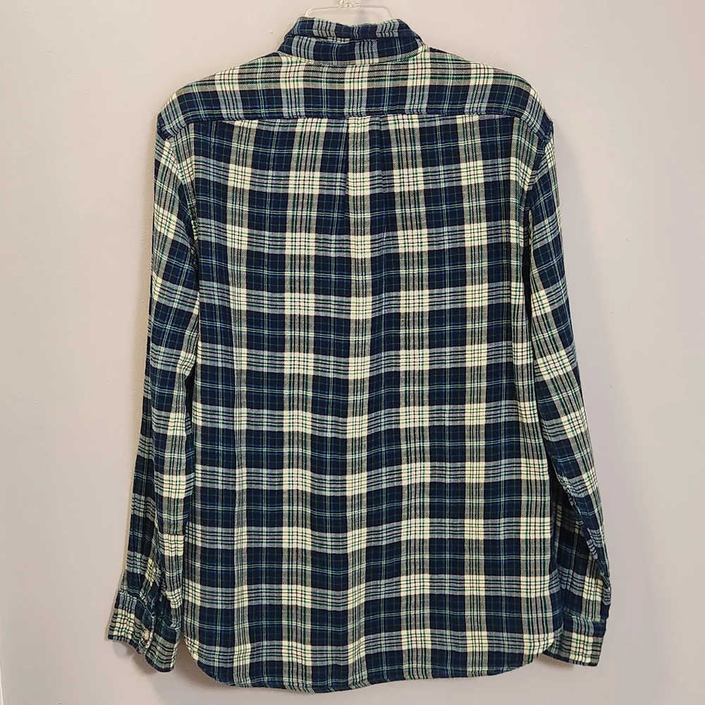 J. Crew Men's Double Weave Fabric Plaid Button-Down Shirt Size L Slim Fit Casual
